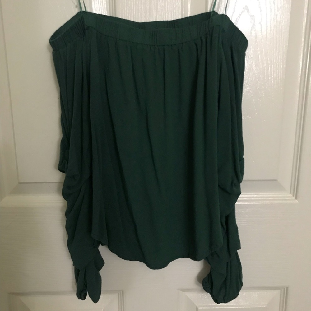 Emerald green off shoulder long sleeve top